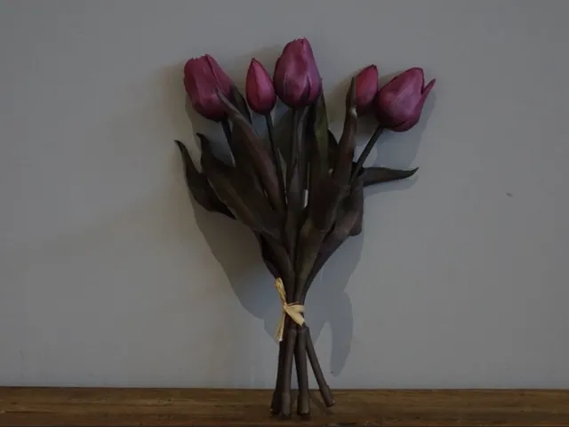 Countyrfield Countryfield - Kunst tulpen-bloemen-kunst-voorjaar-Fuchsia- Tulp Boeket Fuchsia- Decoration4style - 30cm - 5 stelen - nep tulpen die net echt lijken - real touch tulpen - kunstbloemen
