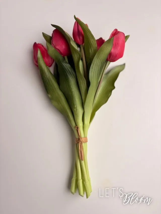 Nova Nature Let's Bloøm| kunst tulpen | Vermeer-boeket van 7 beauty kunsttulpen | Real Touch Vermeer| tulip bundle | Voorjaar | Lente | Zijden bloemen