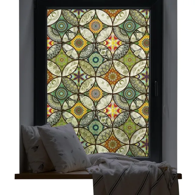 DailySupplies® Raamfolie Glas in Lood - Zelfklevend - Antieke Look - Zwart Multikleur