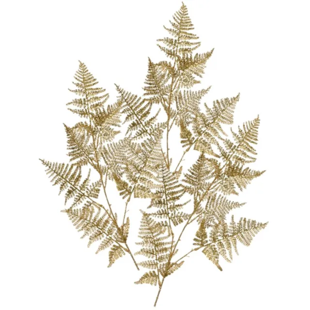 Decoris Kunstplant tak varen - 3x - goud - 87 x 36 cm - kunststof - metallic glans - decoratie takken en twijgen Goudkleurig