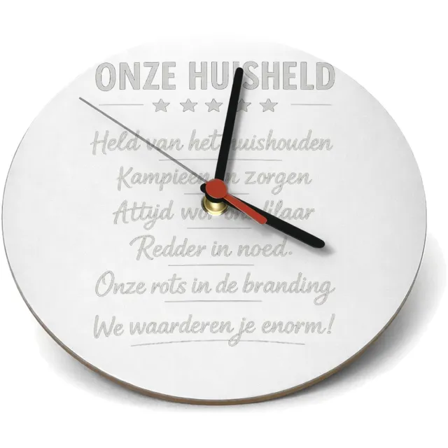 Mr Cadeautjes Klok rond Ø 19 - design Een soortgelijke humoristische waarderingsbadge, maar dan vo | cadeau Wit