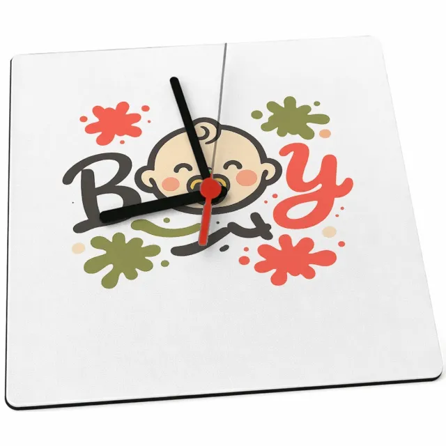 Mr Cadeautjes Klok 19 x 19 - design Grappige typografische babyprint met sportieve knipoog | cadeau Wit