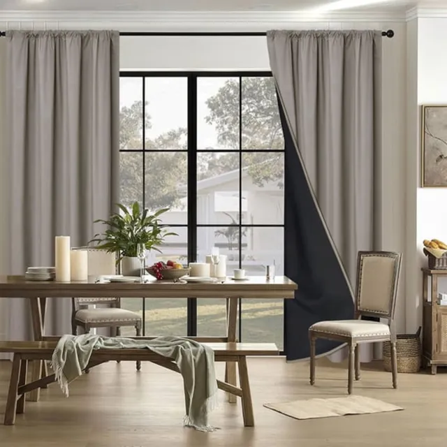 Ulisem Polyester Verduisterende Gordijnen Met Rod-Pull - Woonkamer Slaapkamer - Lichtblokkerend - Warmte Isolerend - Geluiddempend En UV-Werend Khaki - 200x100cm