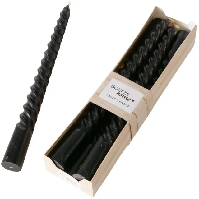 Boltze Home - Kegevormige kaars Twisto, Ø 2 cm Zwart