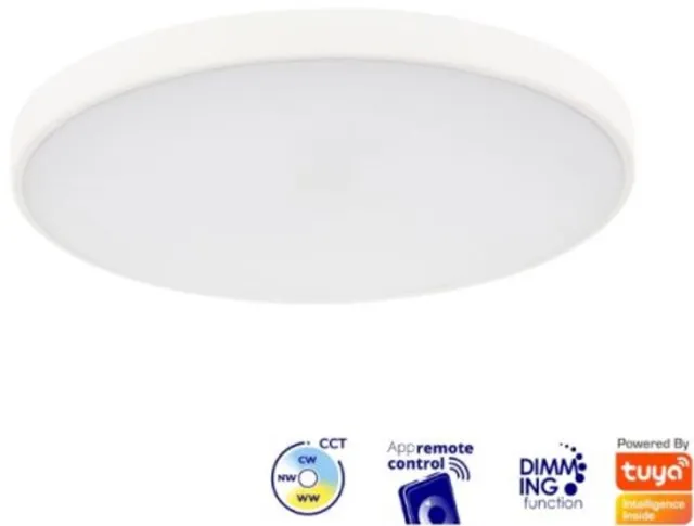 Kanlux Slimme LED Plafondlamp Plafon - 20W - CCT - WiFi/Bluetooth - Ø390mm - IP20 - Wit