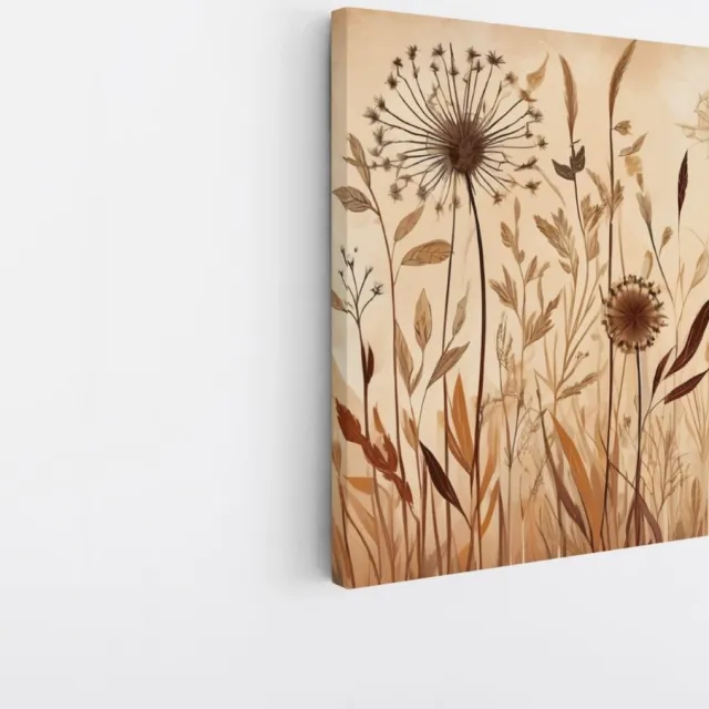 Saammp Canvas Schilderij - Vintage Bloemen - Natuur -Abstract - 60x60 - Foto op canvas - Wanddecoratie - Muurdecoratie Woonkamer - Kantoor Decoratie Multicolor