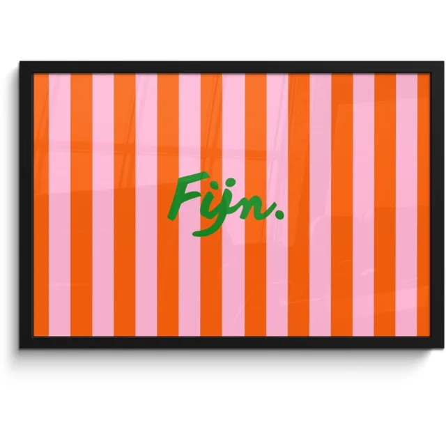 FrameYourWall Poster in lijst - Fotolijst 60x40 cm - Posters - Patroon - Oranje - Fijn - Strepen - Posterlijst zwart - Decoratie - Wanddecoratie woonkamer - Muurdecoratie slaapkamer
