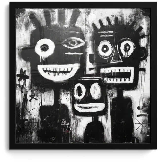 FrameYourWall Poster in lijst - Fotolijst 40x40 cm - Posters - Schilderij - Figuren - Zwart - Abstract - Posterlijst zwart - Decoratie - Wanddecoratie woonkamer - Muurdecoratie slaapkamer