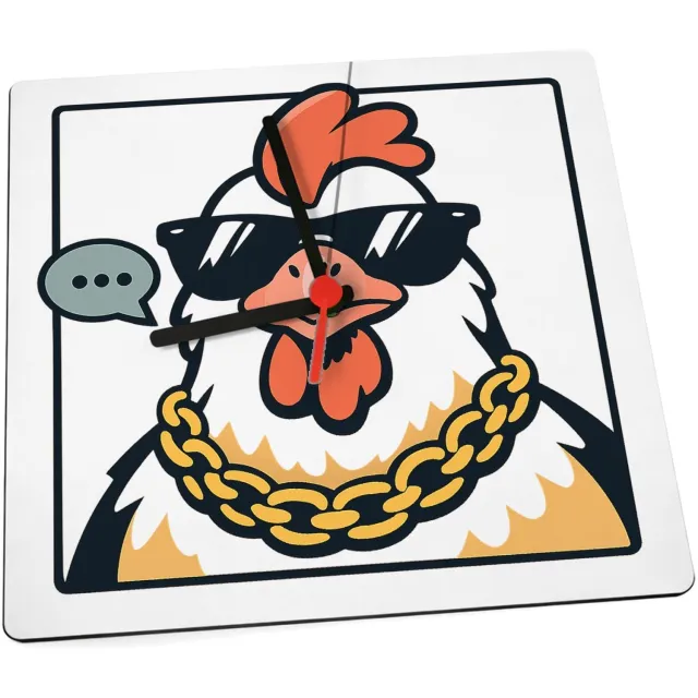 Mr Cadeautjes Klok 19 x 19 - design Retro karakterprint met onverwachte zelfverzekerdheid | cadeau Wit