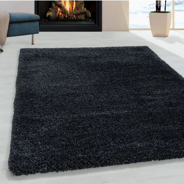 TapisTrend Harig tapijt Effen, pluizig vloerkleed met een lange pool van 30 mm, zacht en zacht voor de woonkamer en slaapkamer Blauw