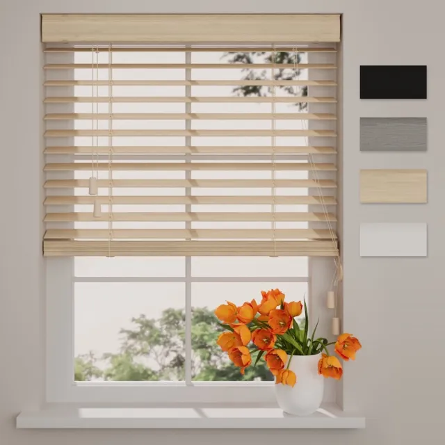 DTCH Bamboe Houten Jaloezie - Easy Nerf - 50 mm - Licht Eiken - 190 x 175 cm - Maten van 50 t/m 250 cm breed Light Oak