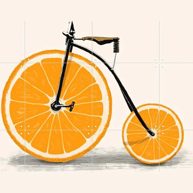 IXXI Vitamin, Florent Bodart - 80 x 60 cm - Grote wanddecoratie en posters - Grafisch Ontwerp, Vintage, Speels, Illustraties, Kleurrijk, Keuken Oranje
