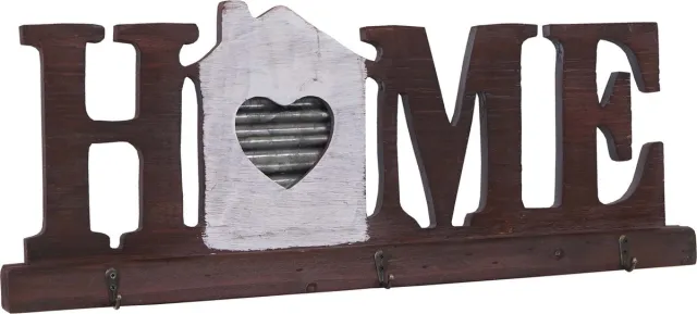 MCW Wandkapstok MCW-A91 Home, kapstokpaneel, landhuis hout metaal bruin