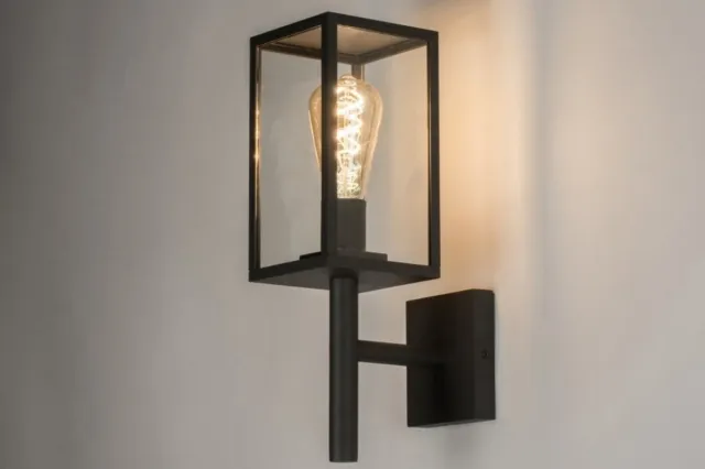Lumidora Wandlamp 30772 - Voor buiten - 2 Lichts - E27 - 4.0 Watt - 300 Lumen - 2200 Kelvin - Zwart - Glas - Buitenlamp - IP44 - Met Sensor