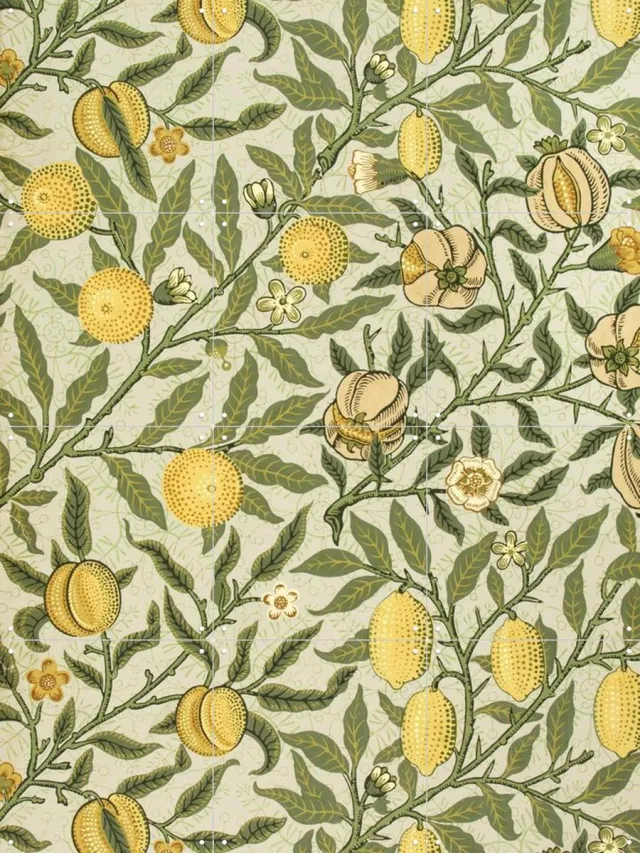 IXXI Fruit yellow, William Morris & Victoria and Albert Museum - 60 x 80 cm - Grote wanddecoratie en posters - Illustraties, Vintage, Art Nouveau Geel