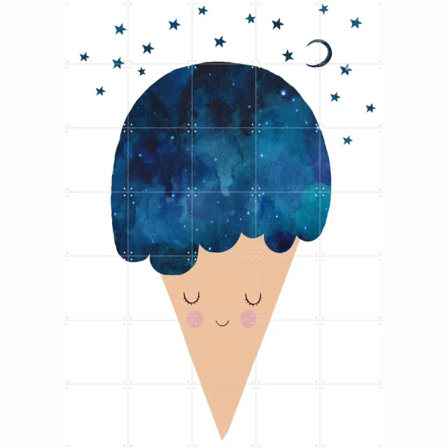 IXXI Sleep Well, Treechild & Various - 100 x 140 cm - Grote wanddecoratie en posters - Fantasierijk, Aquarel, Illustraties, Cartoonesk, Speels Blauw