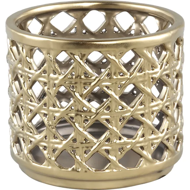 PTMD Vincent Gold Ceramic stormlight S - windlicht keramiek goud glanzend