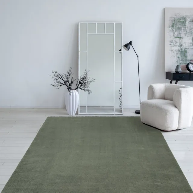 Mia´s Teppiche Mia’s Teppiche Taos – superzacht kortflor vloerkleed met antislip rug, wasbaar, donkergroen, 160 x 220 cm