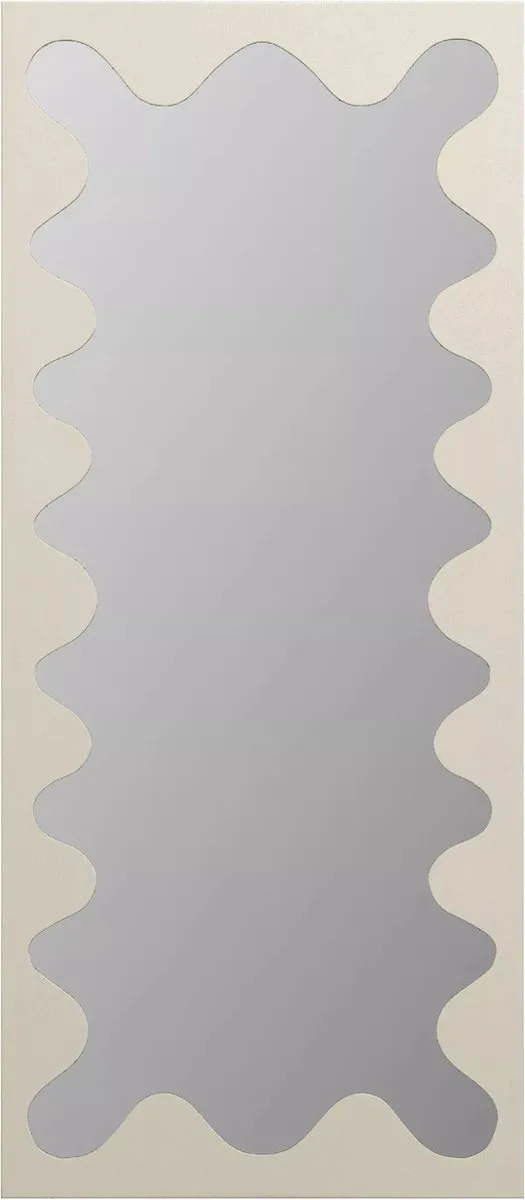 Vente-unique Grote spiegel in metaal met golvende structuur - H 160 x B 70 cm - Beige - GANSU
