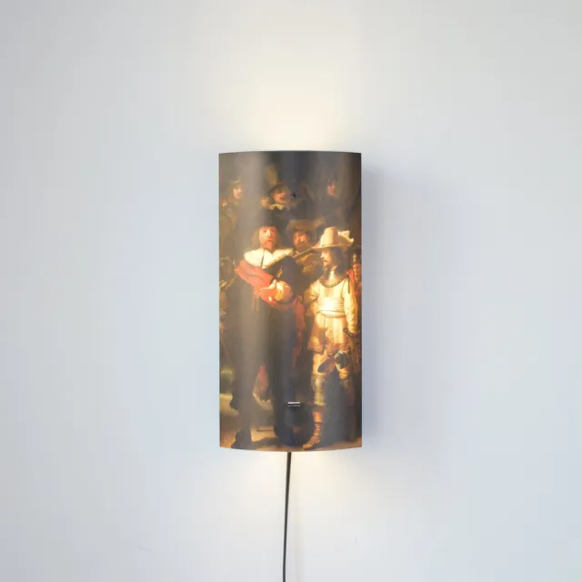 Packlamp Wandlamp - De Nachtwacht - Rembrandt - 29 cm hoog - ø12cm - Inclusief Led lamp Zwart