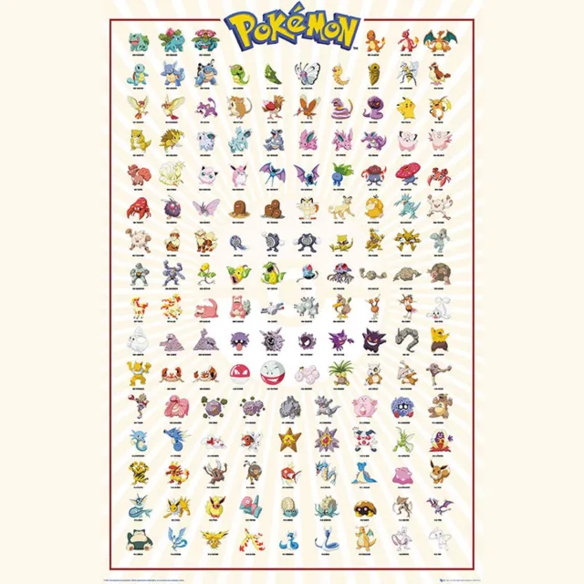 ABYSTYLE Poster Pokémon - Kanto 151 French Characters 61x91,5cm Divers