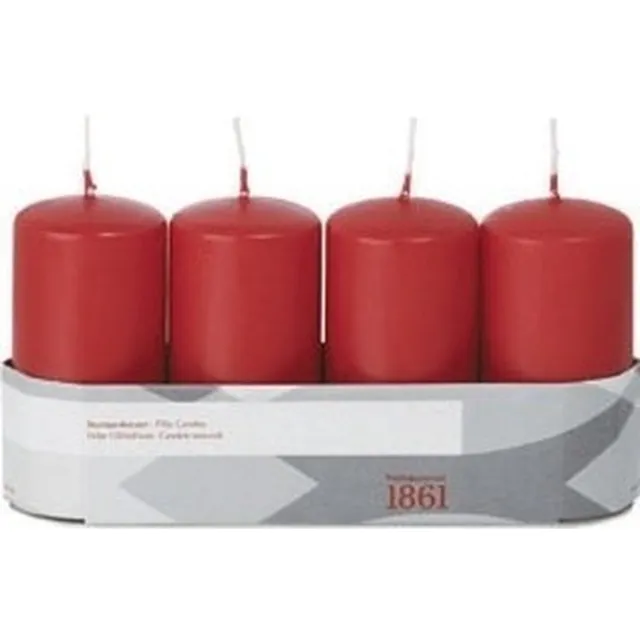 Trend Candles 4x Rode cilinderkaars/stompkaars 5 x 10 cm 18 branduren - Geurloze kaarsen - Woondecoraties Rood