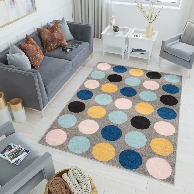 Tapiso Lazur Vloerkleed Blauw Grijs Modern Woonkamer Tapijt Maat- 140x190 Geel Blauw Grijs