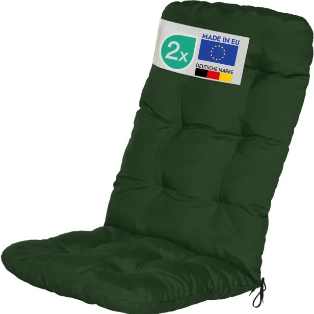 VLSelect® Tuinkussens Hoge Rug - Tuinkussens - Tuinstoelkussen - Set Van 2 Donkergroen