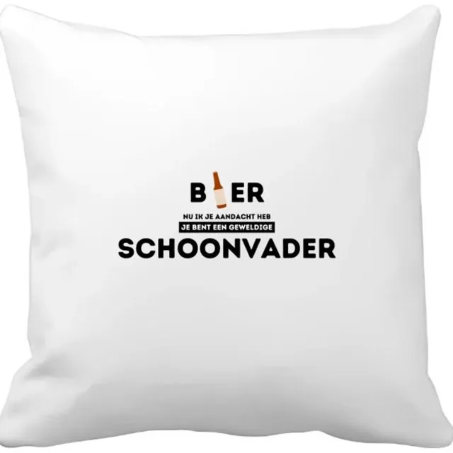 Akyol bier, nu ik je aandacht heb je bent een geweldige schoonvader Kussen hoes - Papa - de beste schoonvader - vader cadeautjes - vaderdag - verjaardagscadeau - verjaardag - cadeau - geschenk - kado - gift - vader artikelen - 40 bij 40 cm Multicolor