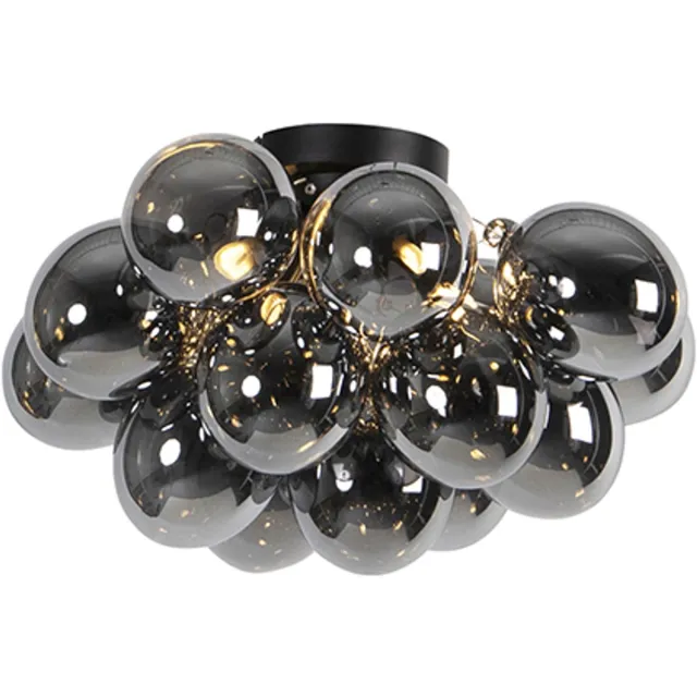 QAZQA uvas - Design Plafondlamp - 4 lichts - Ø 400 mm - Zwart - Woonkamer | Slaapkamer | Keuken