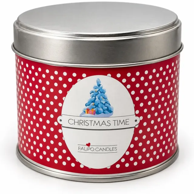 Falipo Candles Geurkaars christmas time groot (200ml) rood