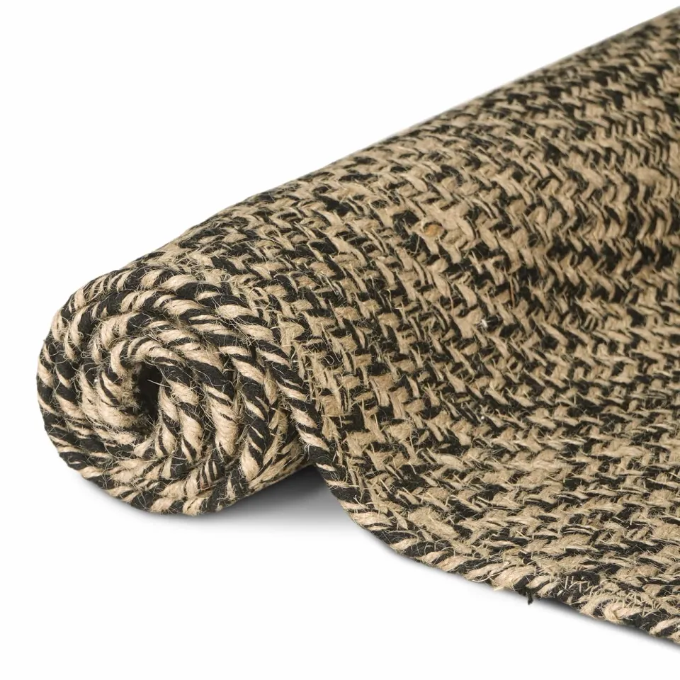 vidaXL Gebied Tapijt Naturel en Zwart 200 x 290 cm Jute, foto 2