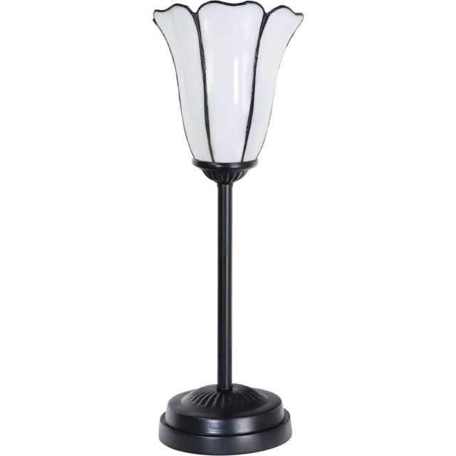 Coloured by Art Tiffany slanke tafellamp zwart met Liseron Akkerwinde - Art Deco Trade Wit