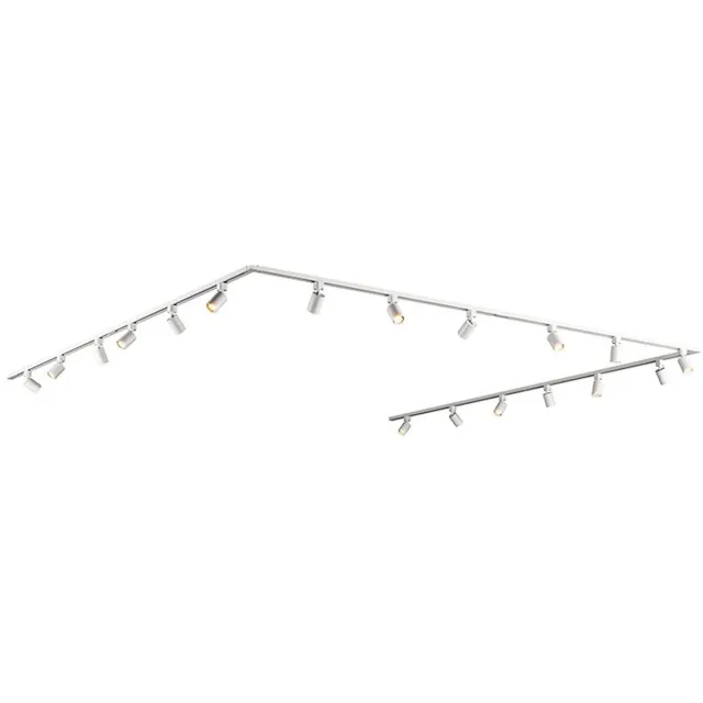 HOFTRONIC railverlichting pakket u-vorm – 6x 1,5 meter rail – 18x gu10 railspots – dimbaar – aluminium wit – ip20 – modulair – 230v – railverlichting woonkamer keuken