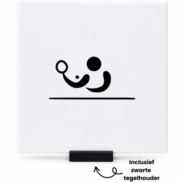 Hacebo Tafeltennis tegeltje met tegelhouder - Tafeltennis - Beste tafeltennisspeler - tegeltjes met tekst - Tafeltennis - Ping Pong cadeau - Sport - spreuktegels - 15x15 CM Wit