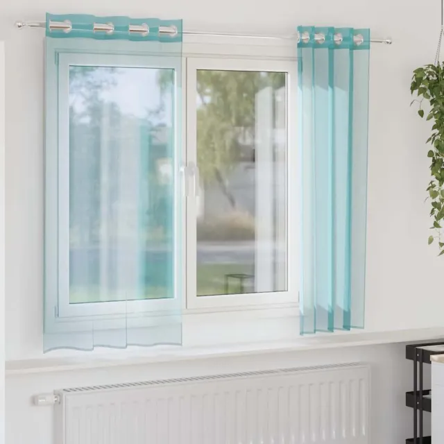 vidaXL Gordijnen voile met doorvoertules 2 st turkoois turquoise