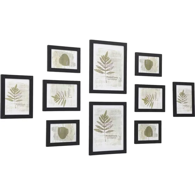MAZAZU MIRA Home - Fotolijsten set van 10 - Fotolijst collage - Staand en hangend - Zwart - Foto 19x24 cm