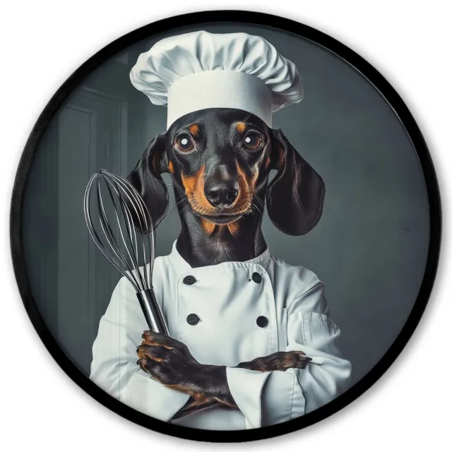 FrameYourWall Poster in lijst Rond - Fotolijst 40x40 cm - Posters - Hond - Garde - Kok - Ronde posterlijst zwart - Decoratie - Wanddecoratie woonkamer - Muurdecoratie slaapkamer Hond - Kokskleding
