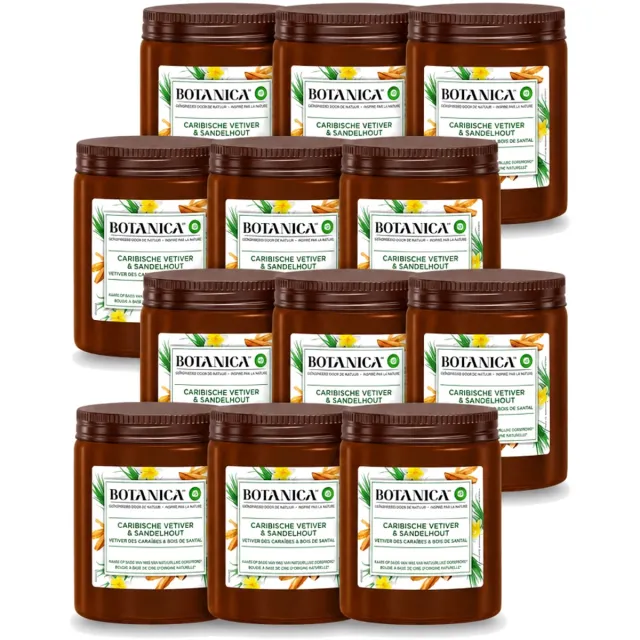 Air Wick 12 x Botanica by Air Wick - Geurkaars - Vetiver & Sandelhout - 40 Uur Brandduur - Voordeelverpakking - 12 stuks Bruin