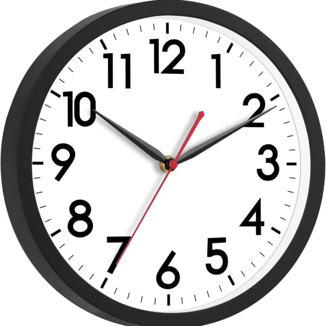 TYME Wandklok Modern - Goed leesbaar - Stille 30cm Klok - Analoog - Uurwerk - Muurklok - Quartz - Zwart Wit