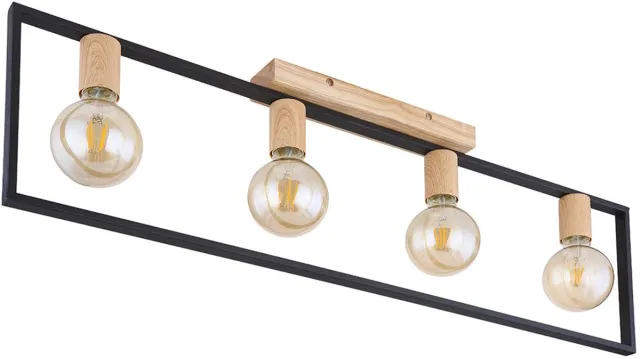 Globo Lighting Plafondlamp Woonkamerlamp Keukenlamp, metaal zwart hout bruin, 4 vlammen, E27, L 90 cm