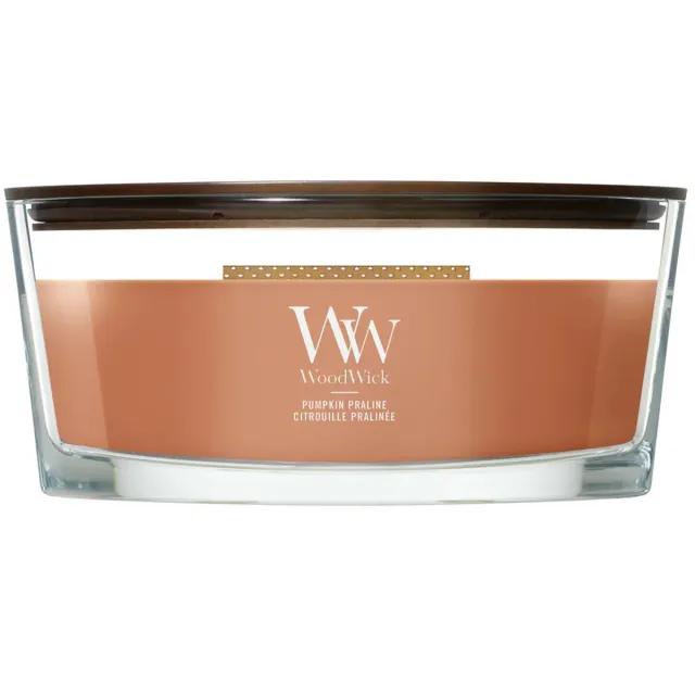 Woodwick Hearthwick - Pumpkin Praline - Ellipse Geurkaars - 50 branduren Oranje
