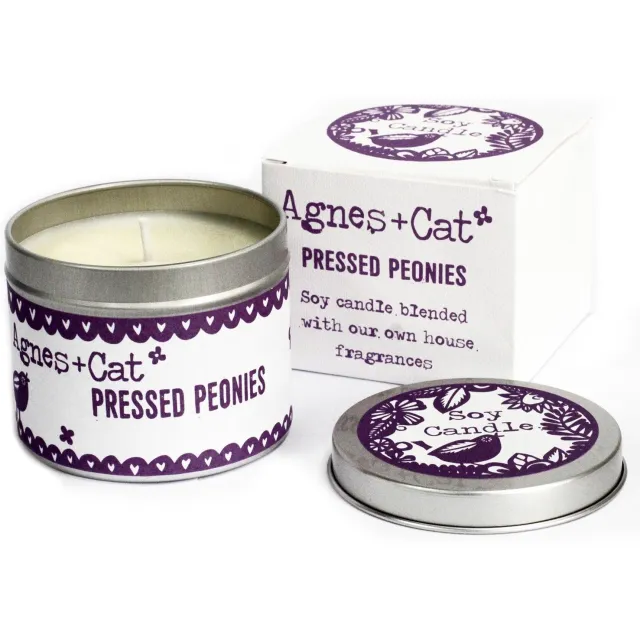 Agnes & Cat Tin Candle - Pressed Peonie wit