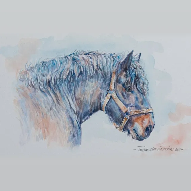 Ton van der Weerden Trekpaarden schilderij TW29 - Foto - Ton van der Weerden - Fine Art Print op fotokwaliteit papier - 30 x 40 cm bruin
