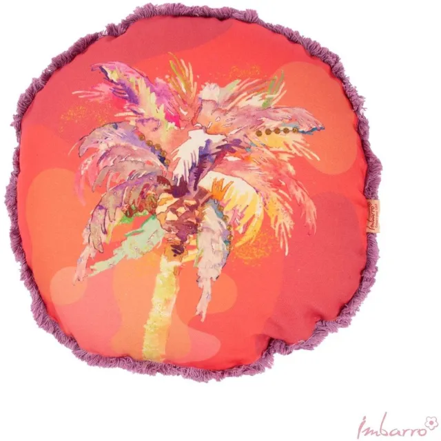 Imbarro Kussen - Sierkussen - Palmtree - Binnenkussen - Buitenkussen - P.E.T. - Rond 40cm Oranje