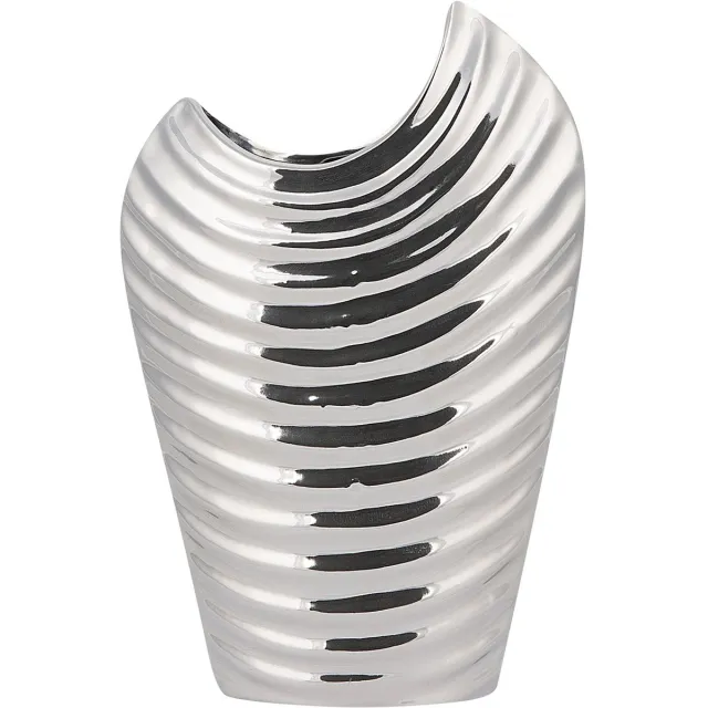 Beliani ECETRA - Decoratieve vaas - Zilver - Keramiek