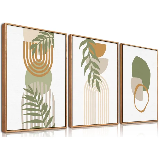 Ibenzoa Moderne Bohemian Canvas Muurdecoratie Set met Abstracte Geometrische Patronen voor Woonkamer, Slaapkamer en Kantoor - 30 x 40 cm x 3 Kleur A
