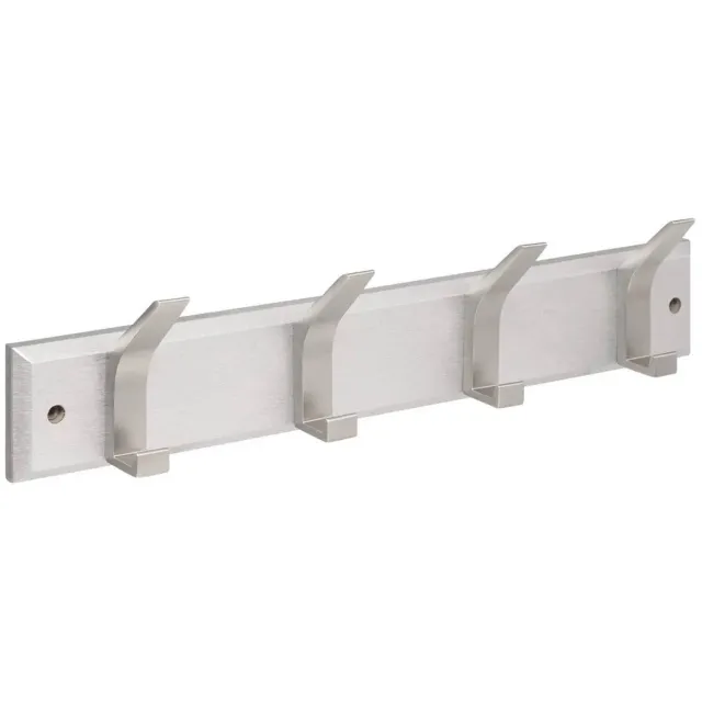 5Five® 5Five Kapstok - 4 ophang haken - RVS - zilver - 45 x 10 cm - wandkapstok - voor hal of badkamer