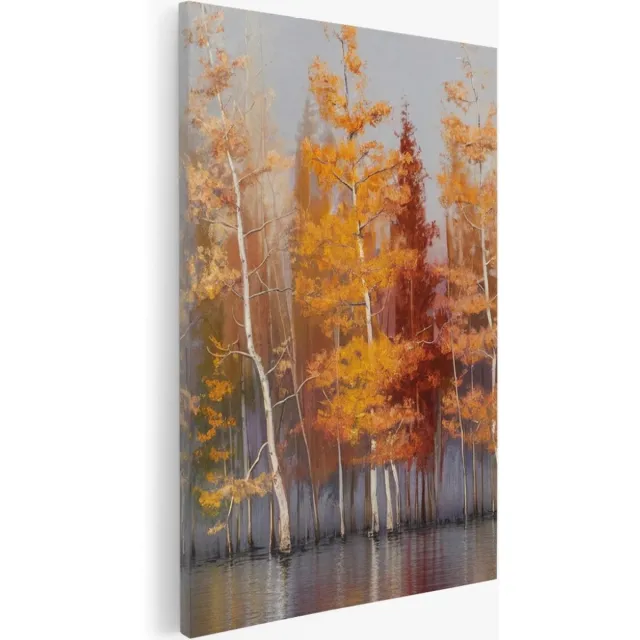Saammp Canvas Schilderij - Kleurrijke bomen - Natuur - Abstract - 30x45 - Foto op canvas - Wanddecoratie - Muurdecoratie Woonkamer - Slaapkamer decoratie - Canvas Print Multicolor