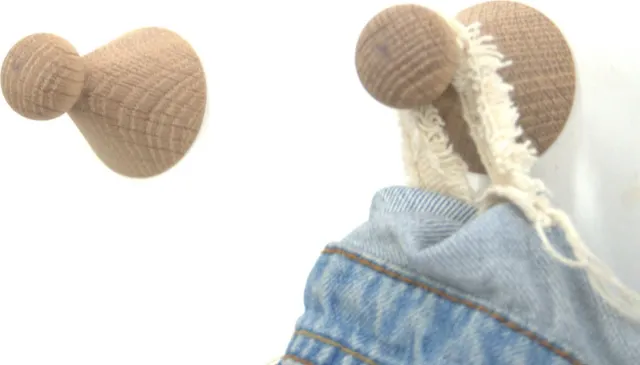 RHOOTZ 2 stuks naturel eiken kapstokhaken model SNOOP van RHOOTZ